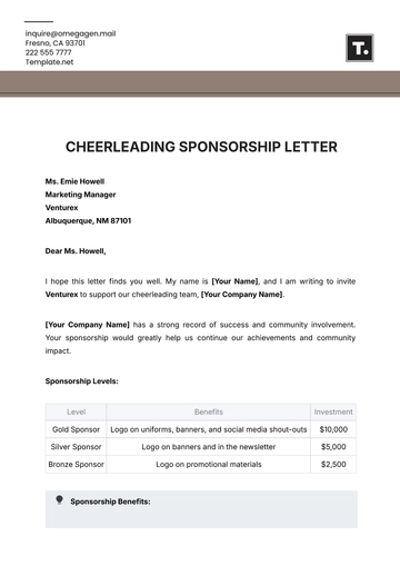 Free Cheerleading Sponsorship Letter Template to Edit Online