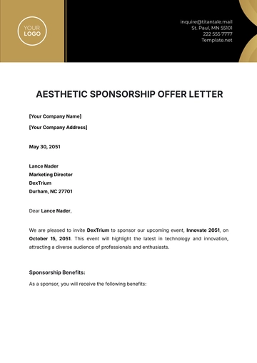 Free Aesthetic Sponsorship Offer Letter Template to Edit Online