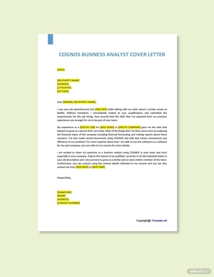 Cognos Business Analyst Cover Letter