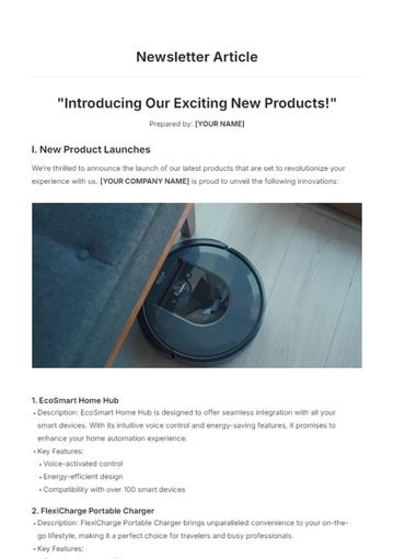 Free Newsletter Article Template to Edit Online