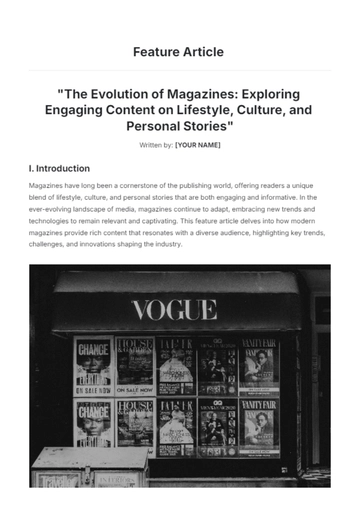 Free Feature Article Template to Edit Online