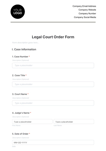 Free Legal Court Order Form Template to Edit Online