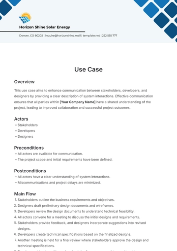 Free Use Case Template to Edit Online