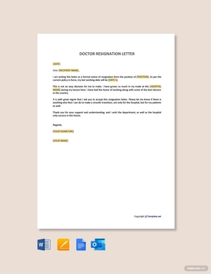 Doctor Resignation Letter Template