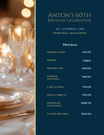 Free 60th Birthday Program Template to Edit Online