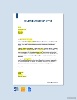 CDL Bus Driver Cover Letter