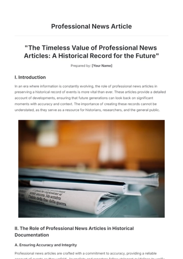Free Professional News Article Template to Edit Online