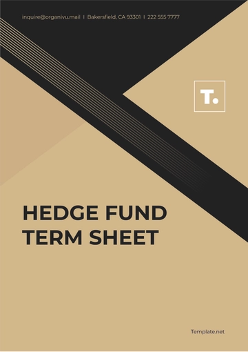 Free Hedge Fund Term Sheet Template to Edit Online