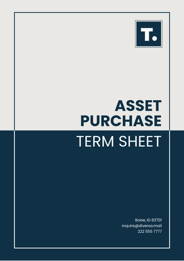 Free Asset Purchase Term Sheet Template to Edit Online