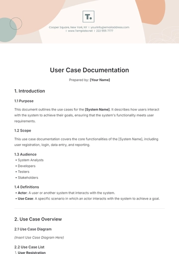 Free Aesthetic Use Case Documentation Template to Edit Online