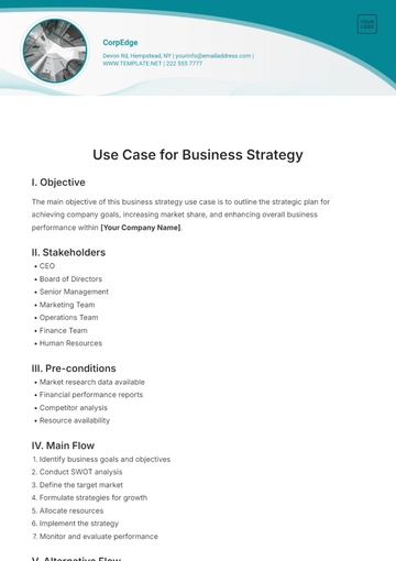 Free Use Case for Business Strategy Template to Edit Online