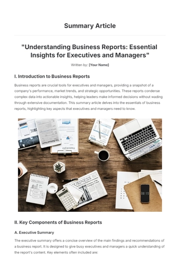 Free Summary Article Template to Edit Online