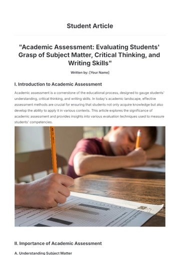 Free Student Article Template to Edit Online