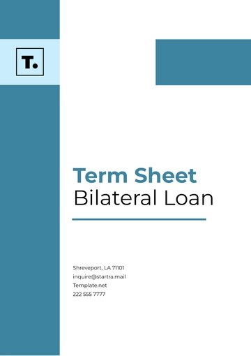 Free Term Sheet Bilateral Loan Template to Edit Online