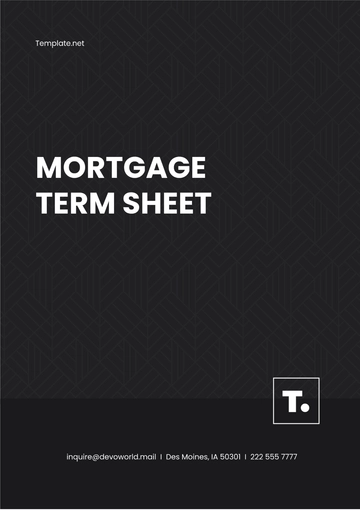 Free Mortgage Term Sheet Format Template to Edit Online