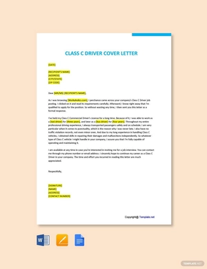 Class C Driver Cover Letter