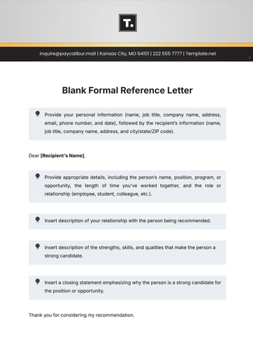 Free Blank Formal Reference Letter Template to Edit Online