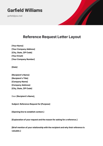 Free Reference Request Letter Layout Template to Edit Online