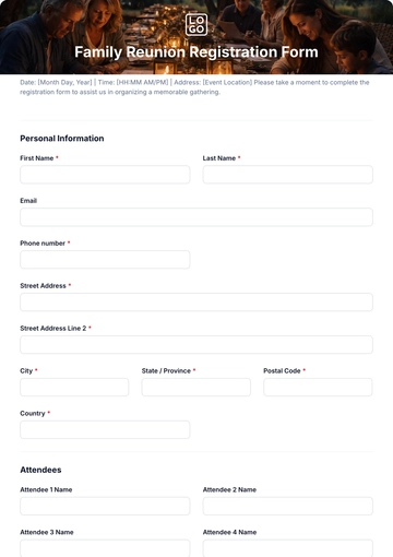 Free Family Reunion Registration Form Template & AI Maker