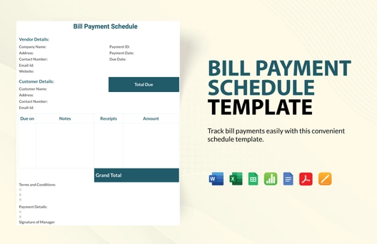 Bill Payment Schedule Template