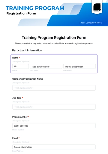 Free Training Program Registration Form Template to Edit Online