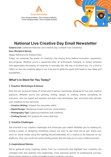 Free National Live Creative Day Email Newsletter Template to Edit Online