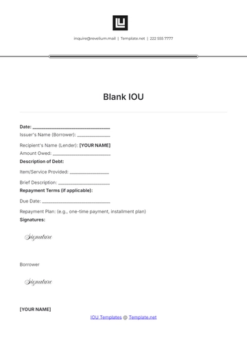 Free Blank IOU Template to Edit Online