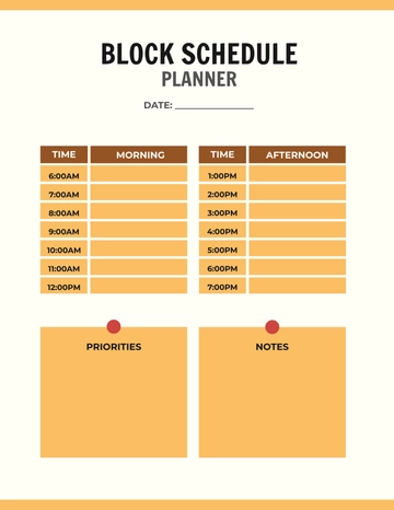 Free Block Schedule Planner Template to Edit Online