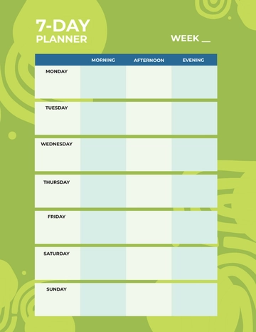 Free 7 Day Planner Template to Edit Online