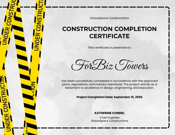 Free Construction Completion Certificate Template to Edit Online | Template.net