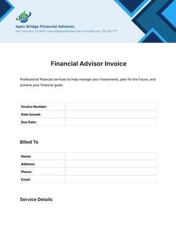 Free Financial Advisor Invoice Template to Edit Online