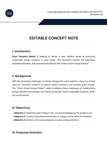 Free Editable Concept Note Template to Edit Online