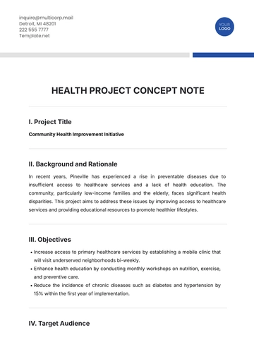 Free Health Project Concept Note Template to Edit Online