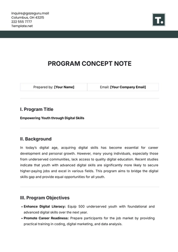 Free Program Concept Note Template to Edit Online