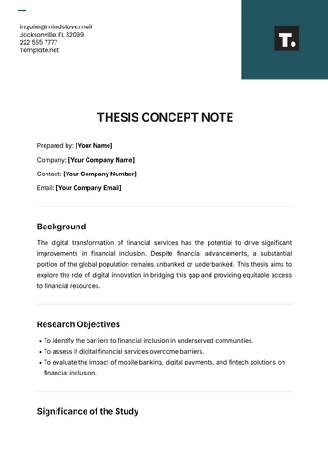 Free Thesis Concept Note Template to Edit Online
