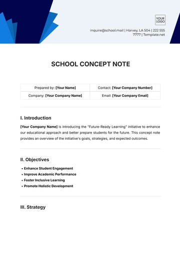 Free School Concept Note Template to Edit Online