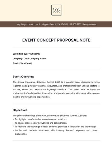Free Event Concept Proposal Note Template to Edit Online