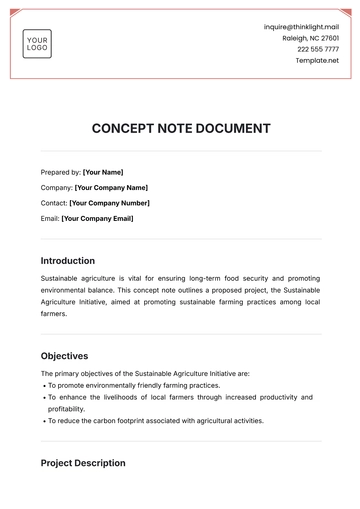 Free Concept Note Document Template to Edit Online