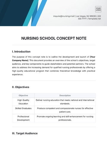 Free Nursing School Concept Note Template to Edit Online