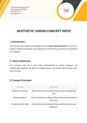 Free Aesthetic Vision Concept Note Template to Edit Online
