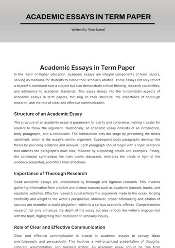 Free Academic Essay in Term Paper Template to Edit Online