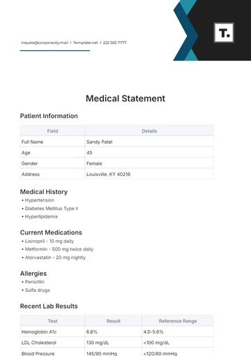 Free Medical Statement Template to Edit Online