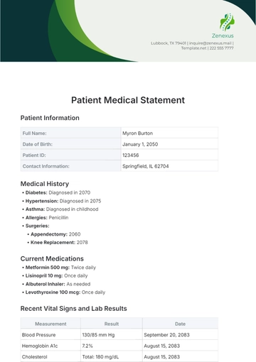 Free Patient Medical Statement Template to Edit Online