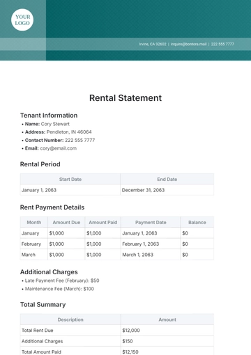 Free Rental Statement Template to Edit Online