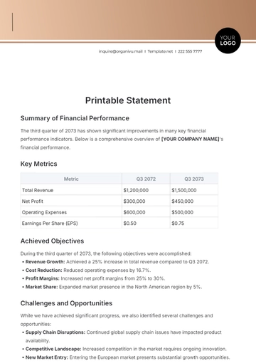 Free Printable Statement Template to Edit Online