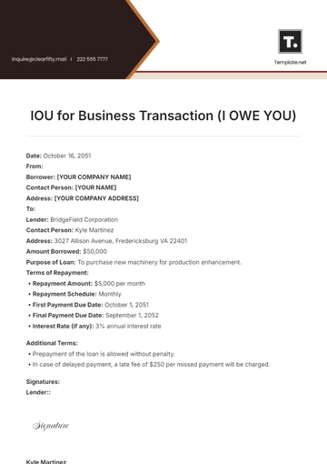 Free IOU for Business Transaction Template to Edit Online