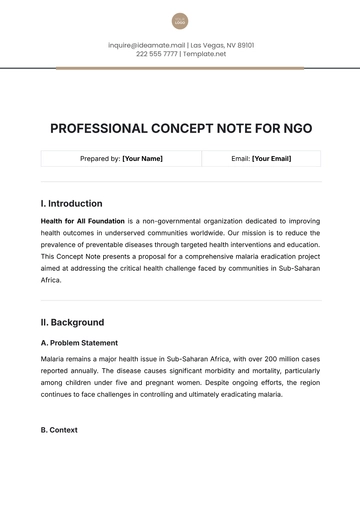 Free Professional Concept Note for NGO Template to Edit Online