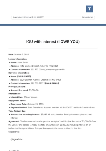Free IOU with Interest Template to Edit Online