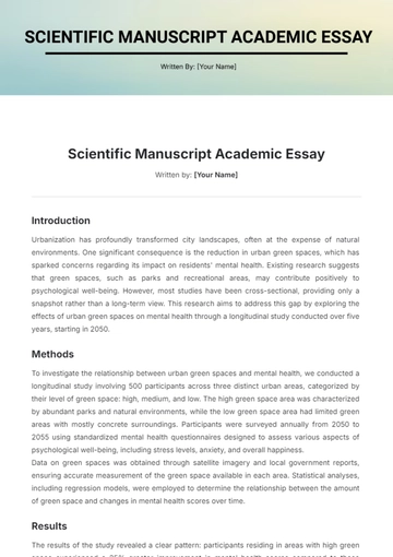 Free Scientific Manuscript Academic Essay Template to Edit Online