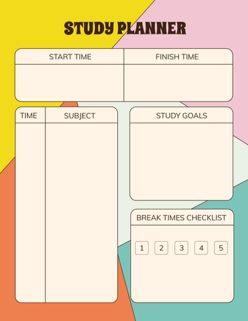Free Colorful Study Planner Template to Edit Online
